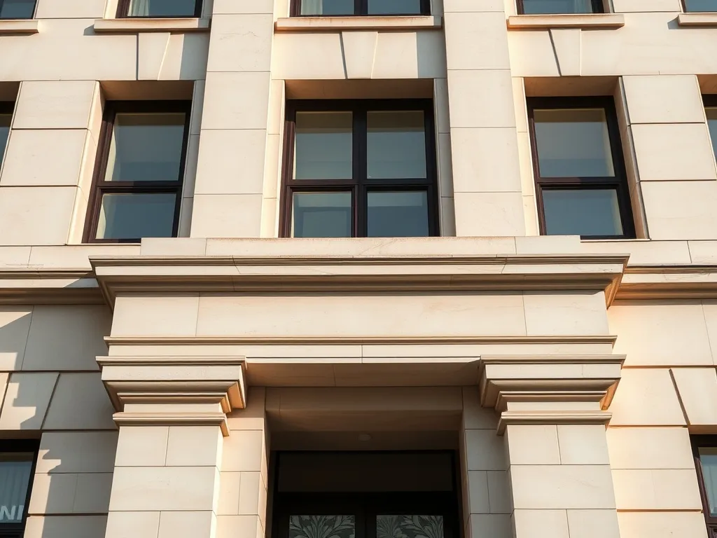 A minimalist, clean architectural detail of a modern bank bu