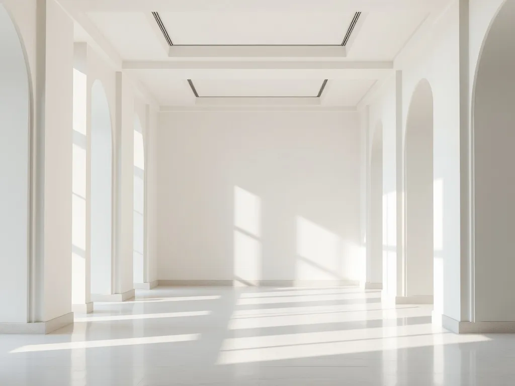 A minimalist, high-quality photograph of a clean, bright arc