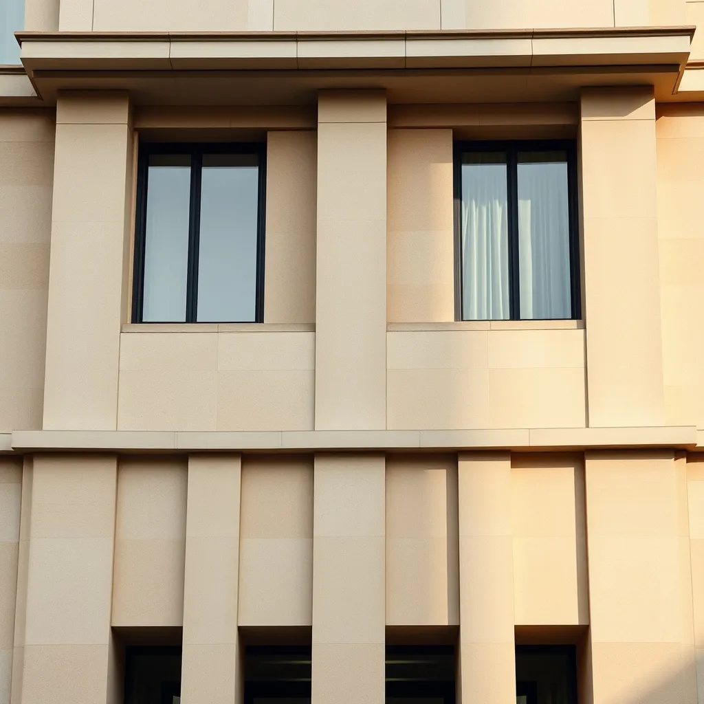 Minimalist architectural detail of a modern European bank bu